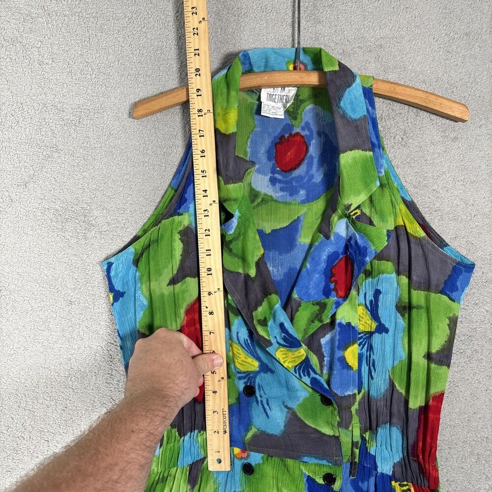 Vintage Together Maxi Dress Size 10 Double Breasted 50s Inspired Day Dress Artsy - Picture 8 of 15